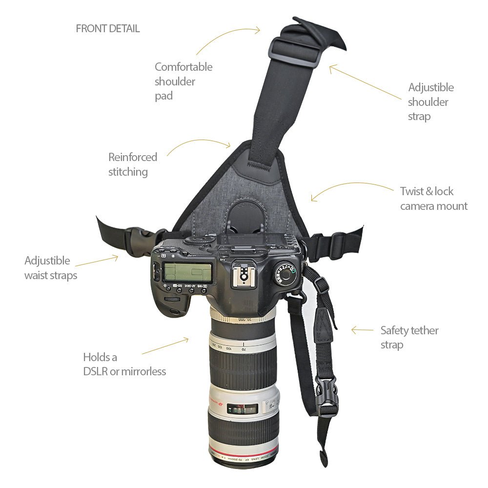 Grey Skout G2 - For Camera - Sling Style Harness - Cotton Camera Carrying Systems