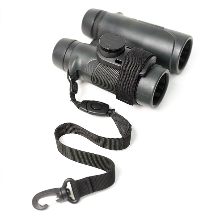 Binoculars with bracket attached