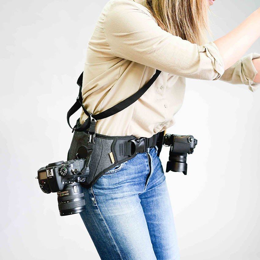 SlingBelt Carrying System for 2 Cameras - Cotton Camera Carrying Systems
